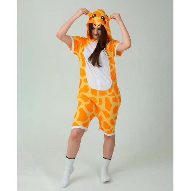 Damen Orange Giraffe Kigurumi – Lustiger Schlafanzug für Partys