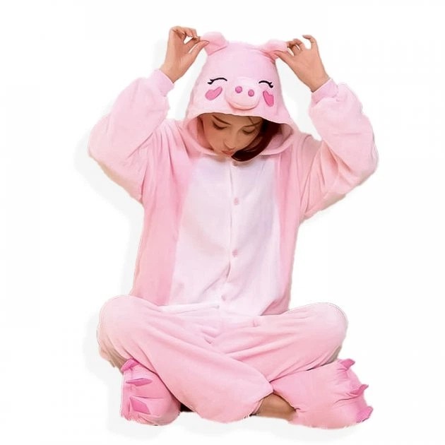 Kigurumi Cerdo Blanco de Bambú – Ropa de Casa Cómoda para Todos