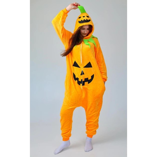 Women's Pumpkin Orange Kigurumi Pajama in Plush