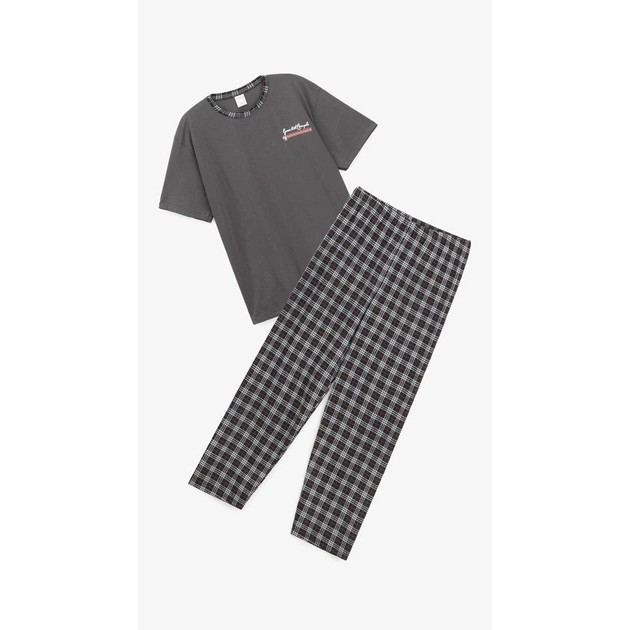 Pyjama homme AYANS gris et noir pour un sommeil confortable