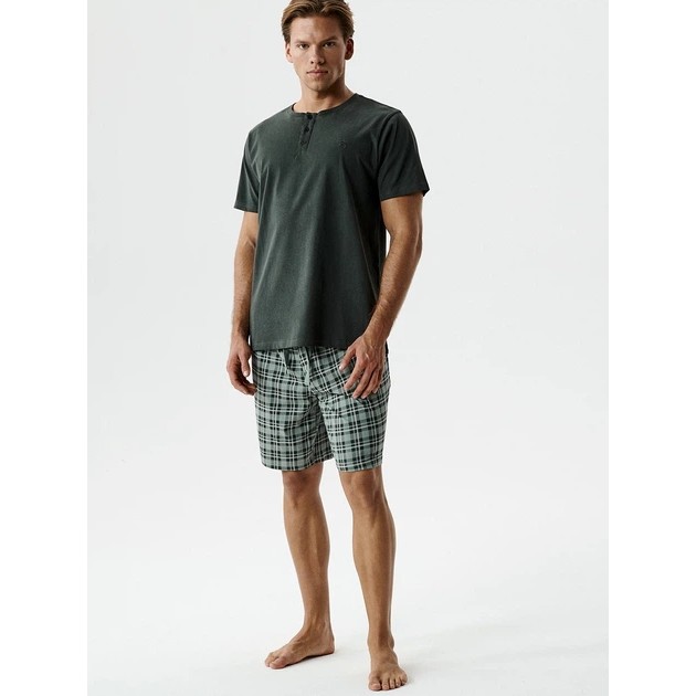 Men's Cotton Pajama Set by Atlantic in Khaki