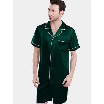 Pyjama en Soie pour Homme avec Shorts en Vert
