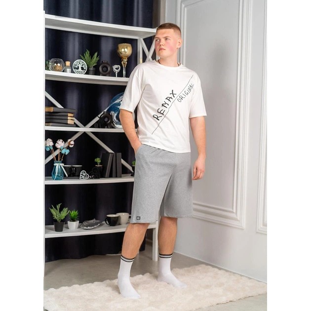 Pijamas para hombres de Trikomy en gris lechoso de algodón
