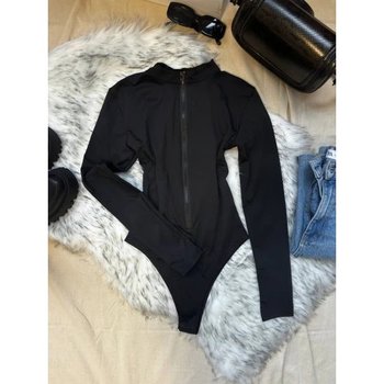 Women's Fleece Bodysuit with Zipper in Black