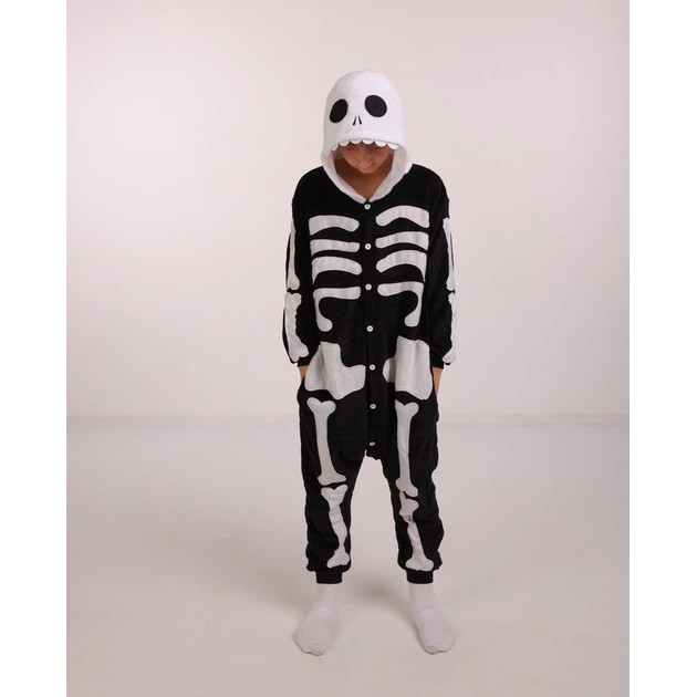 Men's Kigurumi Skeleton Pajama in Black