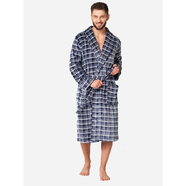 Herren Viskose-Bademantel Key Night&Day Blau