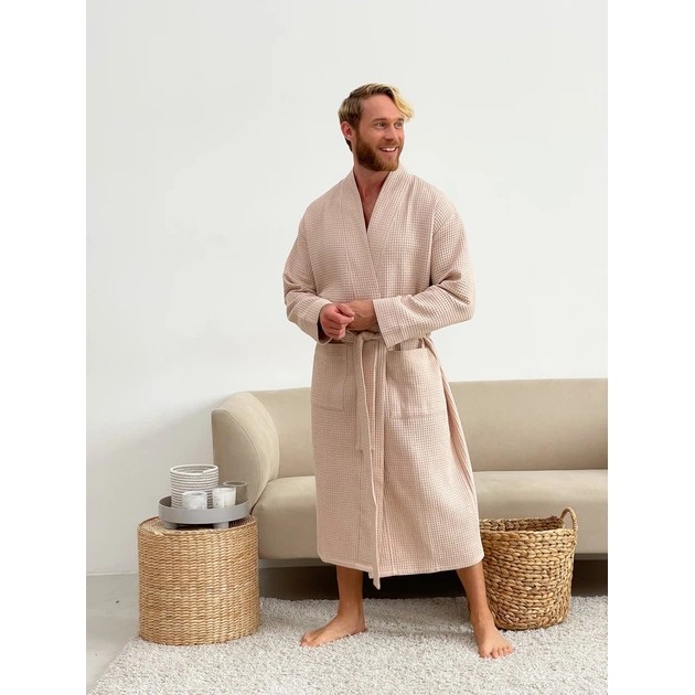Bañador de Hombre Waffle COSY Beige Estilo Kimono