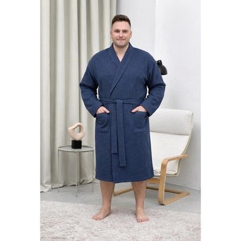 Robe unisexe en tissu gaufré 'Saphir' bleu foncé en coton