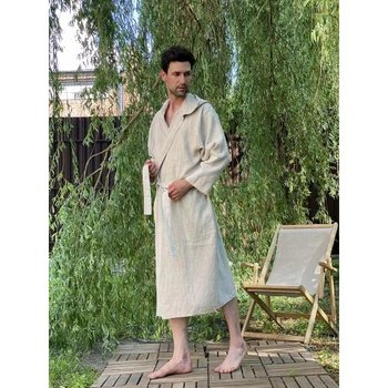 Peignoir en lin pour homme avec capuche couleur naturelle