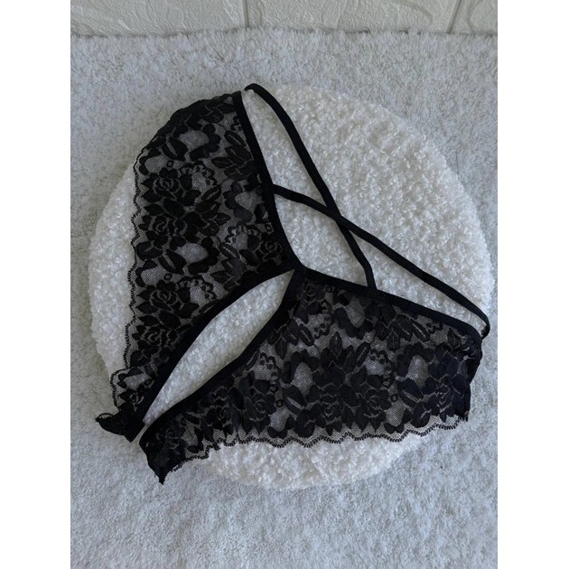Schwarze Plus Size Unterhosen mit offenem Zugang