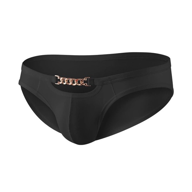 Bikini Masculin avec Chaîne Dorée GT87 Noir