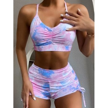 Bañador de Dos Piezas para Mujer Elastano Rosa