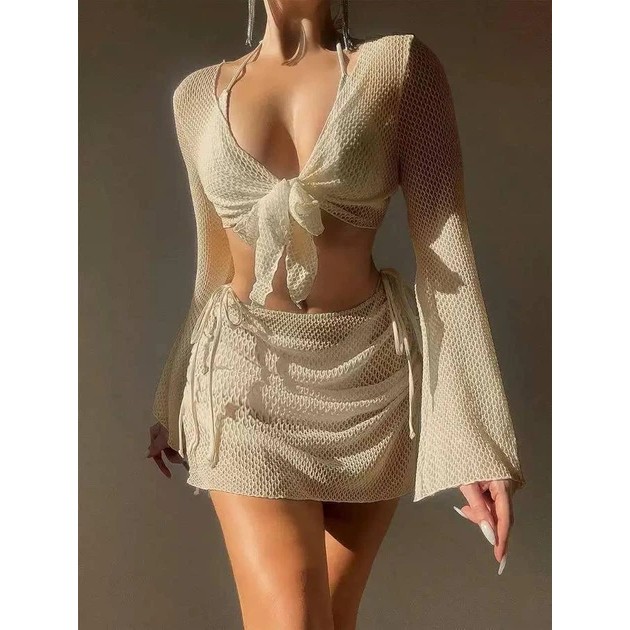 Bikini femme beige à nouer