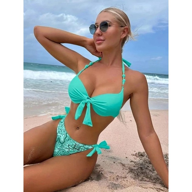 Bikini Turquesa con Elastano para Mujeres