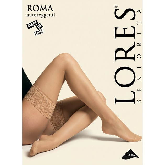 Жіночі панчохи Lores Roma 15 den бежеві з мереживом