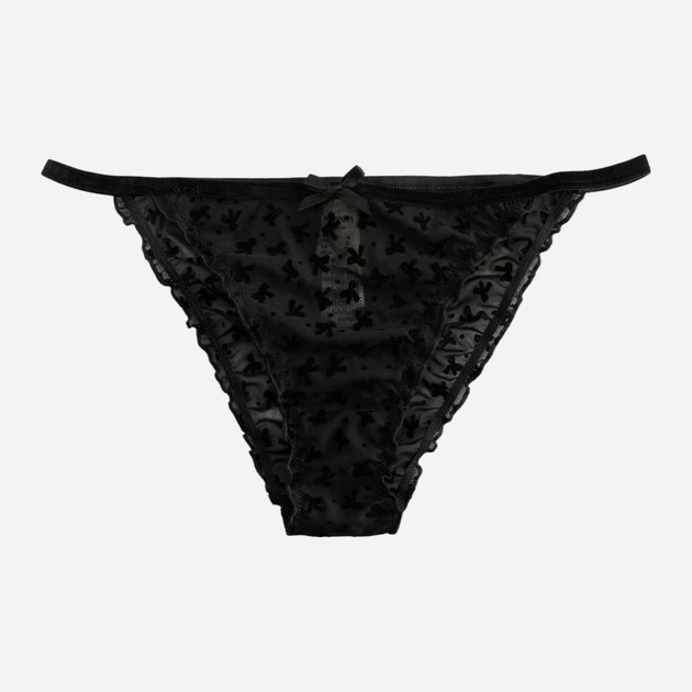 Koton Damen Bikini Slips in Schwarz aus Netzmaterial
