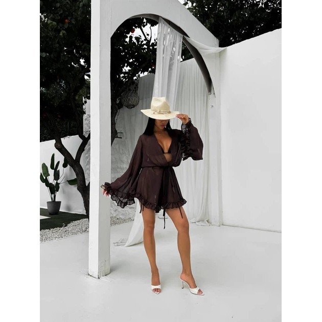 Schokoladen Strandüberwurf-Robe aus Chiffon