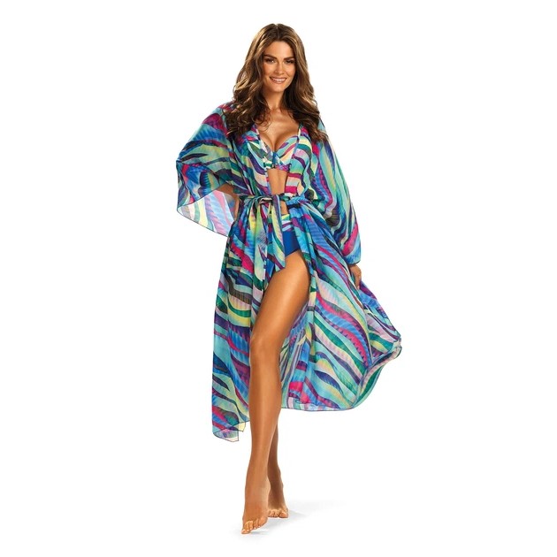 Buntes Strand-Kimono von Feba mit Print