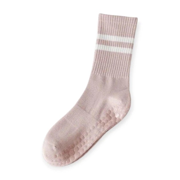 Calcetines Altos para Yoga y Pilates Rosa con Blanco