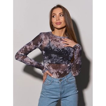 Body Elegante de Manga Larga en Malla Transparente de ISSA PLUS