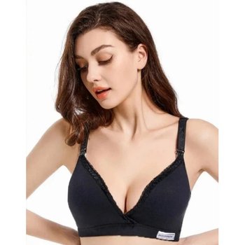 Soutien-gorge d'allaitement noir en coton