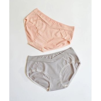 Ensemble de Culottes de Maternité en Rose et Gris avec Dentelle