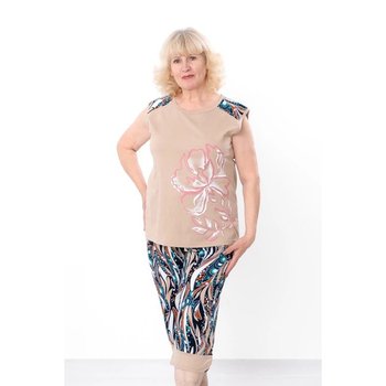 Conjunto de Pijama de Verano Beige para Mujer (Top + Pantalones Capri)
