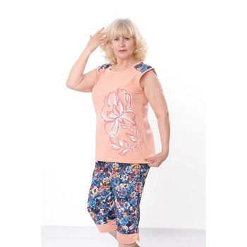 Conjunto de pijama para mujer con top y pantalones capri en melocotón