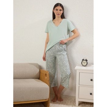Conjunto de Pijama para Mujer con Camiseta y Pantalones en Verde