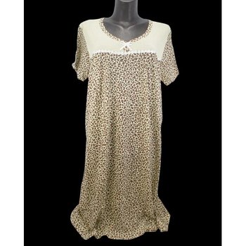 Chemise de nuit en coton jaune et marron