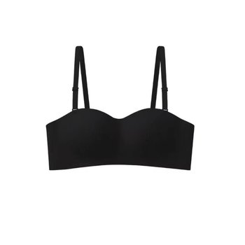 Molded Black Ribbed Bra for Women