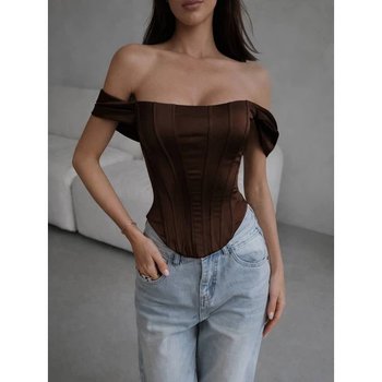 Burgundy Satin Corset for Women