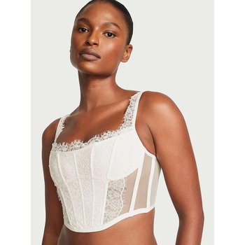 Victoria's Secret Lace Mesh Corset Top in Cream